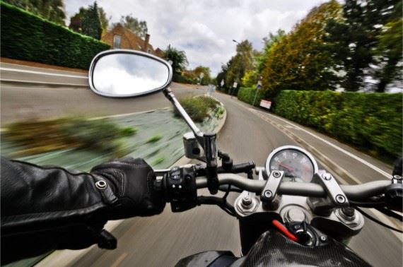 motorcycle speeding on the road